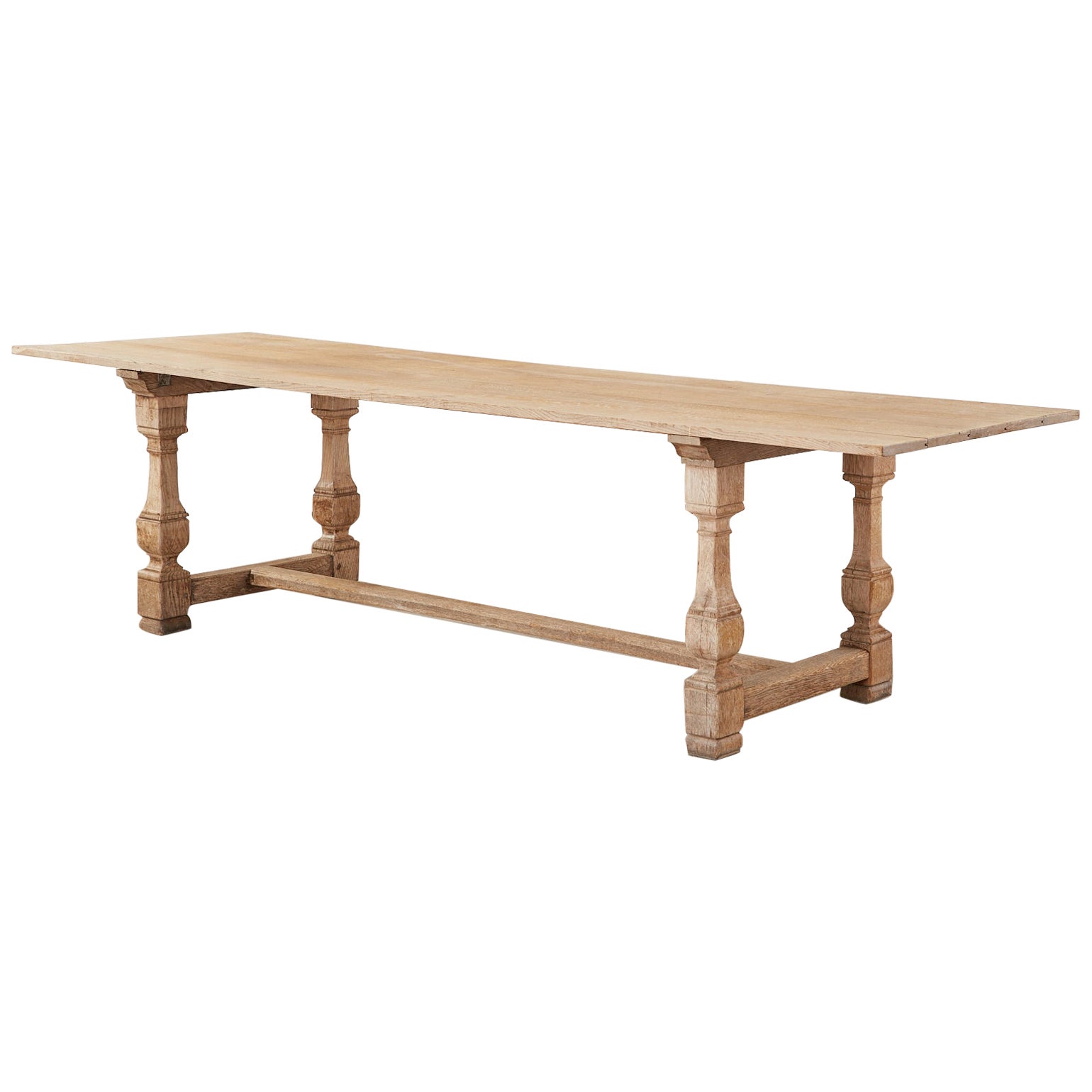 Country Italian Bleached Oak Farmhouse Refectory Dining Table