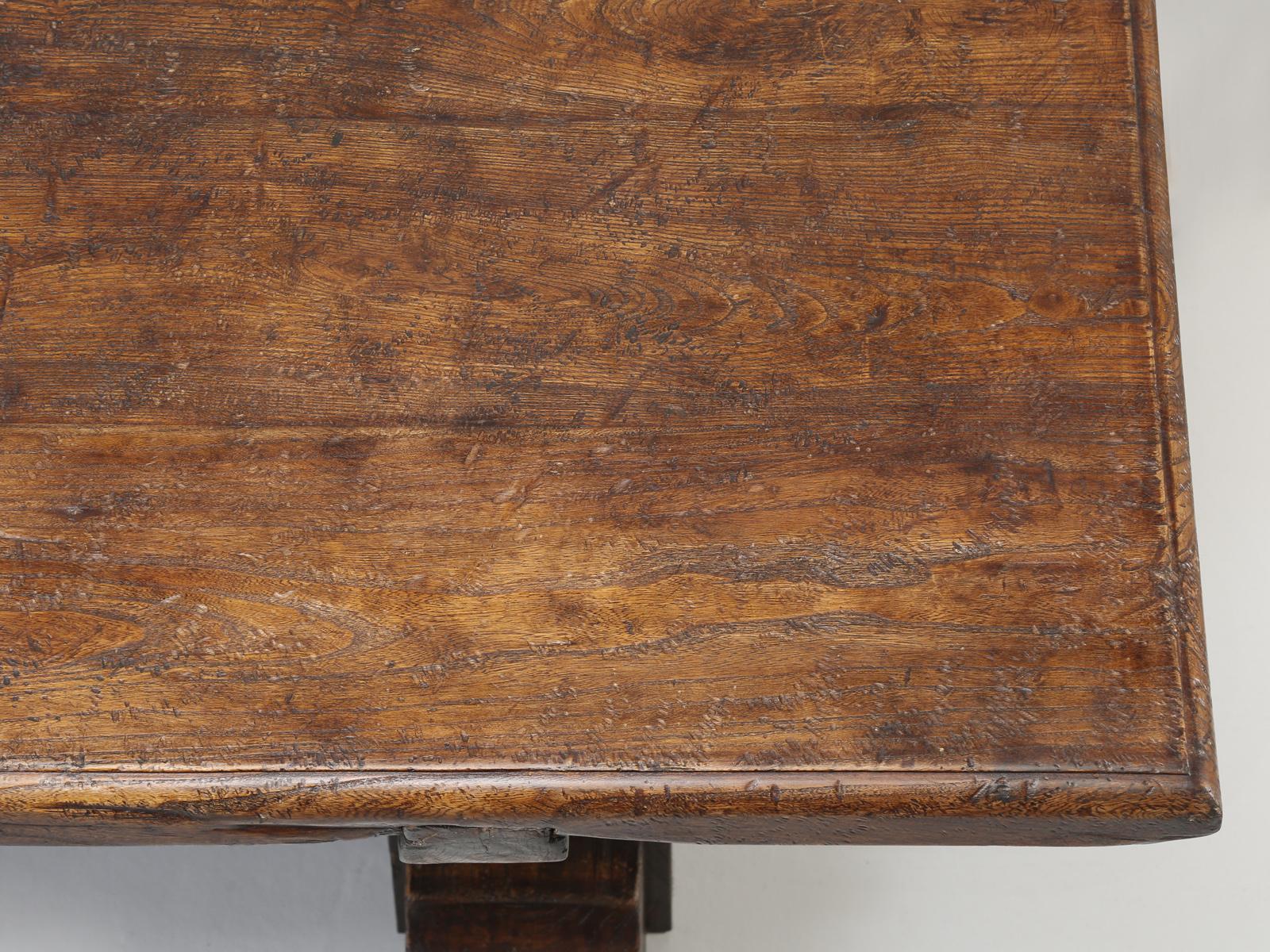 Country Italian Farm Table, Constructed from Solid Elm, Restored 5