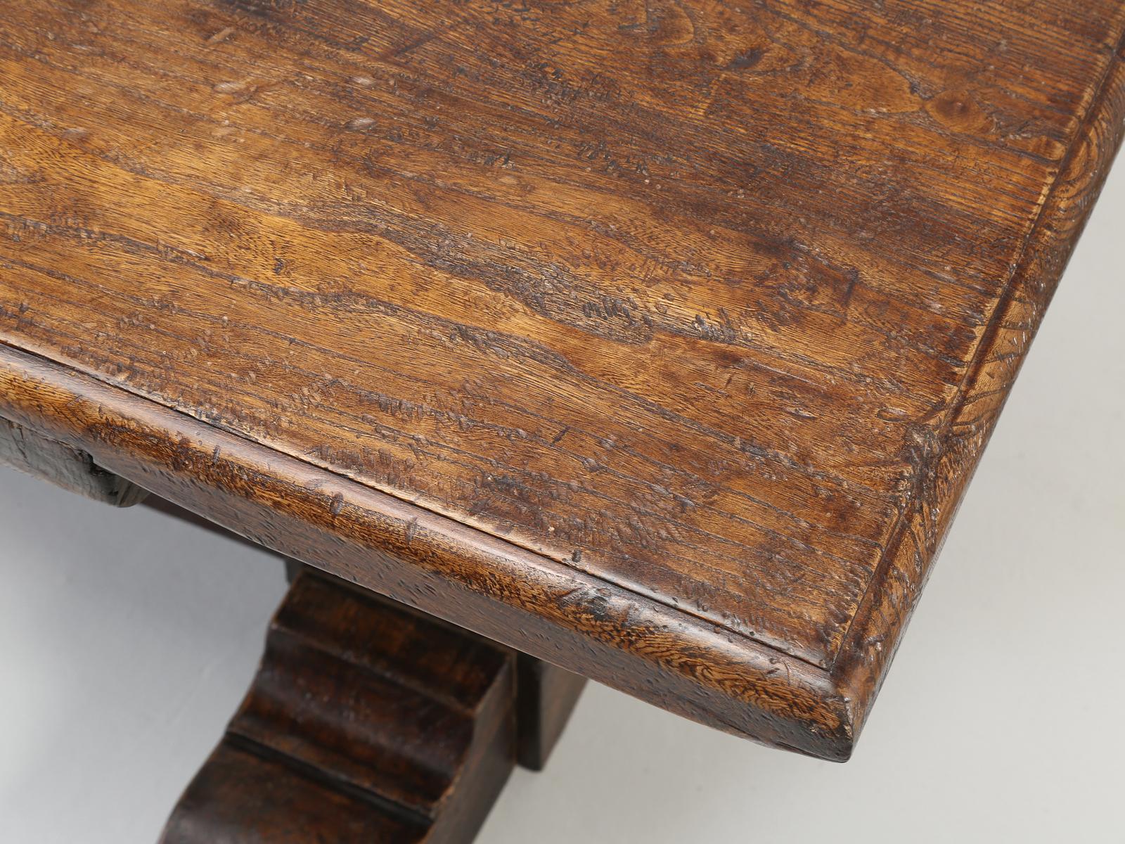 Country Italian Farm Table, Constructed from Solid Elm, Restored 6