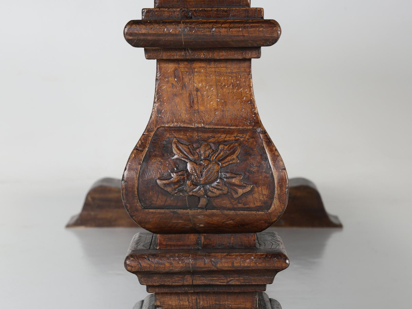 Country Italian Farm Table, Constructed from Solid Elm, Restored 12