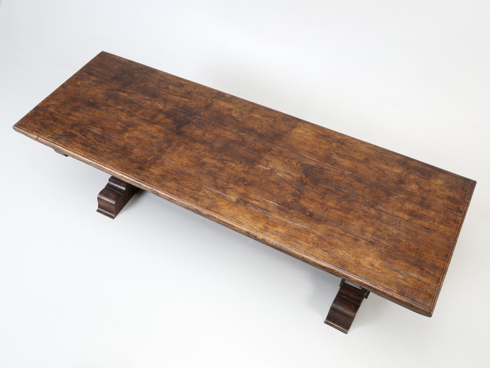Country Italian Farm Table, Constructed from Solid Elm, Restored 14