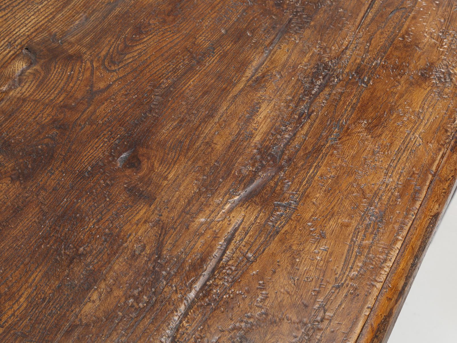 Country Italian Farm Table, Constructed from Solid Elm, Restored 2