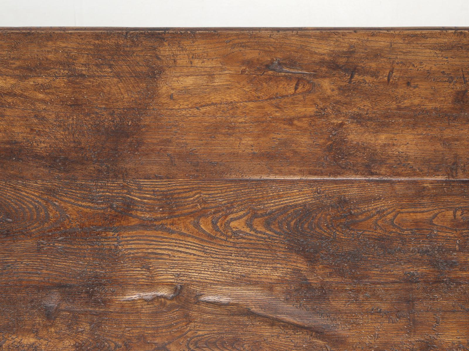 Country Italian Farm Table, Constructed from Solid Elm, Restored 3