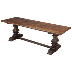 Country Italian Farm Table, Constructed from Solid Elm, Restored