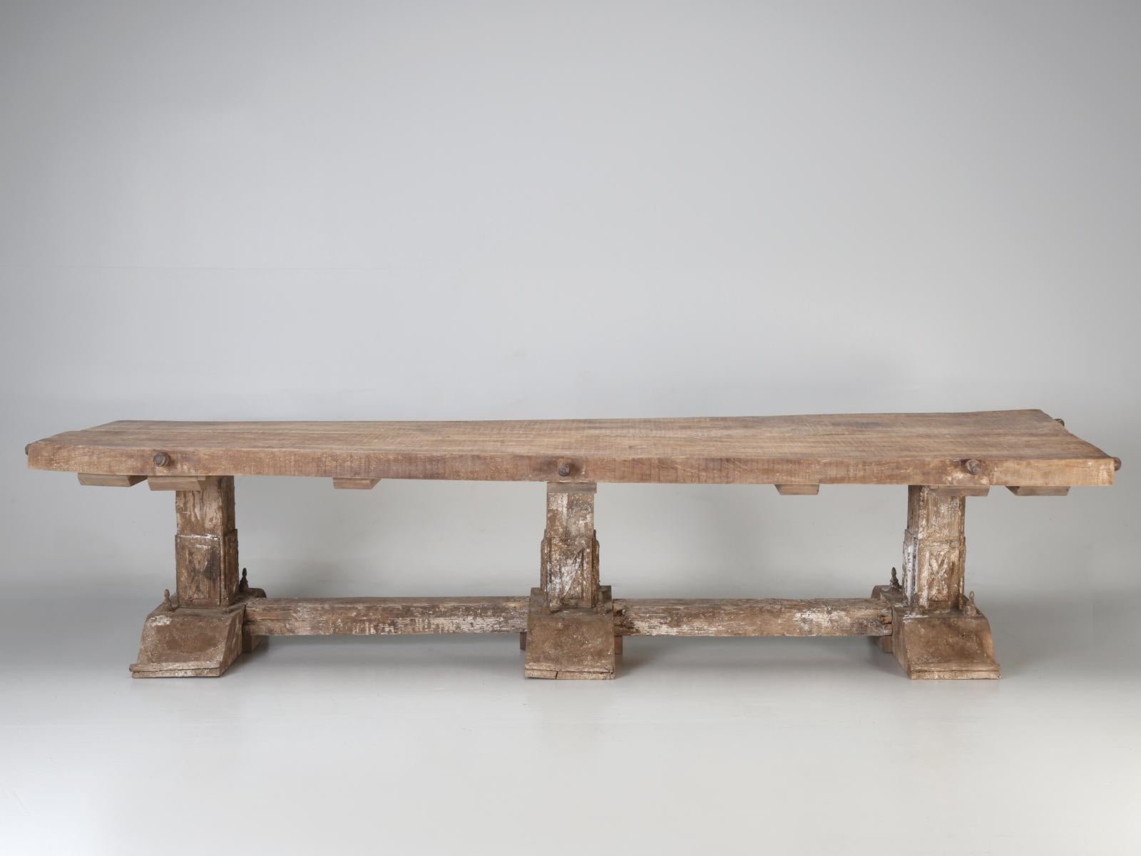 Mammoth antique rustic country Italian dining table in a trestle style and when I use the word antique, associated with Italian antique Italian dining tables, it can be a smidge misleading, for one never really knows the true origin of many supposed