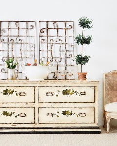 Country Italian Painted Four-Drawer Commode or Sideboard