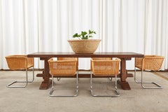 Country Italian Provincial Oak Farmhouse Trestle Dining Table