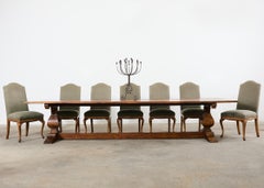 Country Italian Provincial Oak Farmhouse Trestle Dining Table