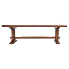 Country Italian Provincial Oak Farmhouse Trestle Dining Table