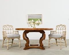 Country Italian Round Oak Parquetry Top Dining Table