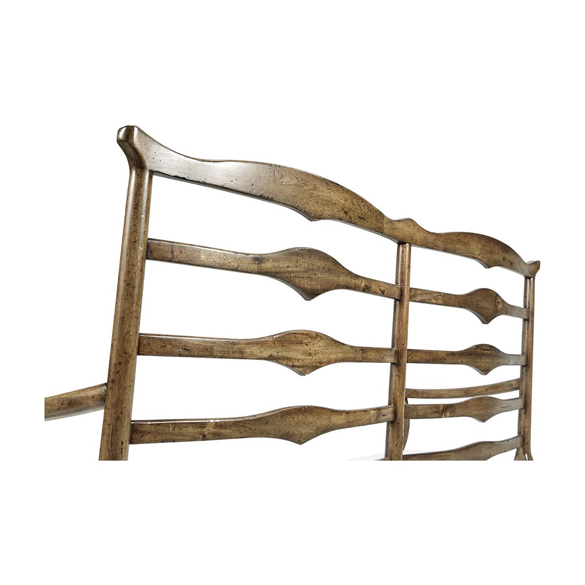 Rustic Country Ladder Back Bench For Sale