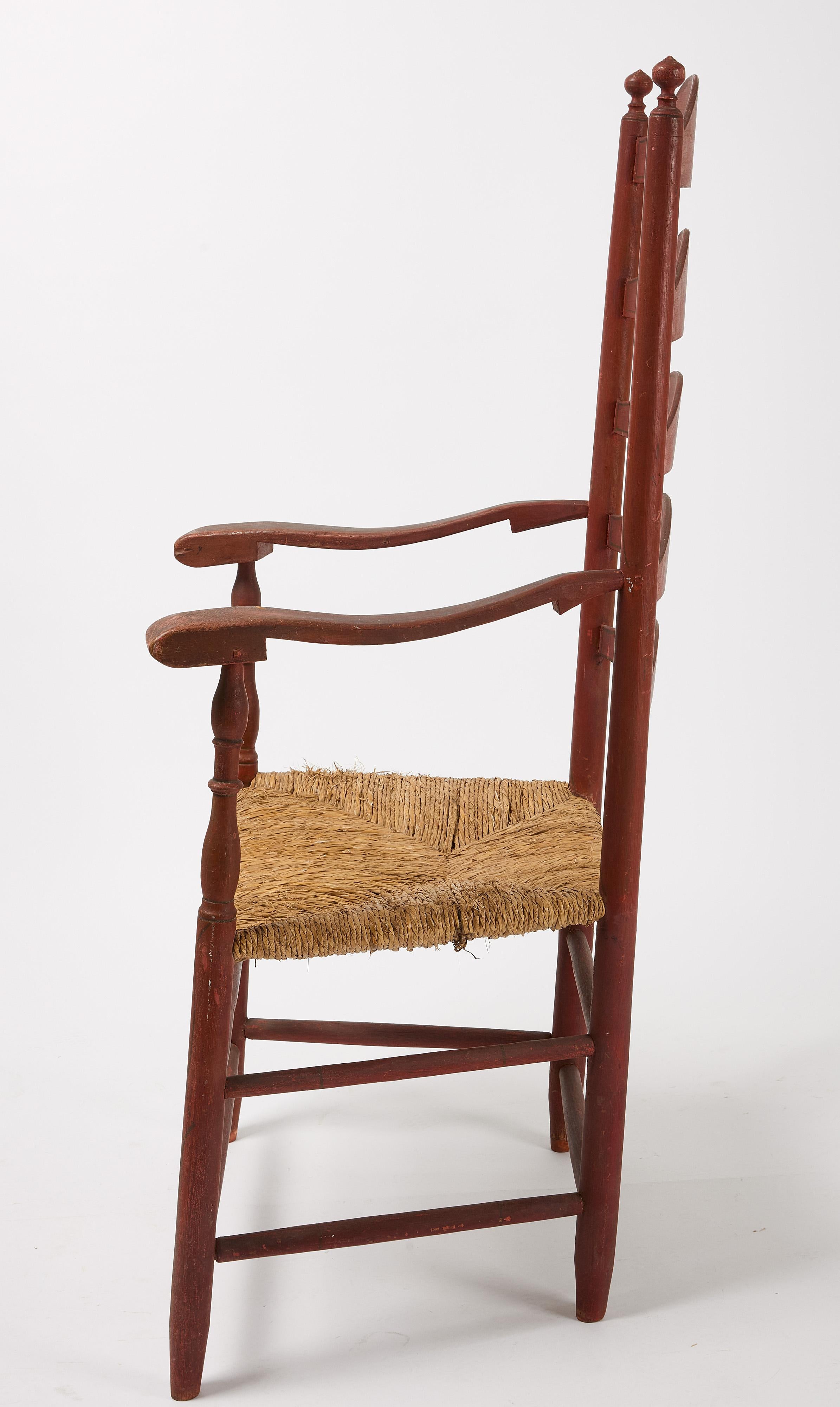 Folk Art Country Ladder Back Chair in Original Paint For Sale