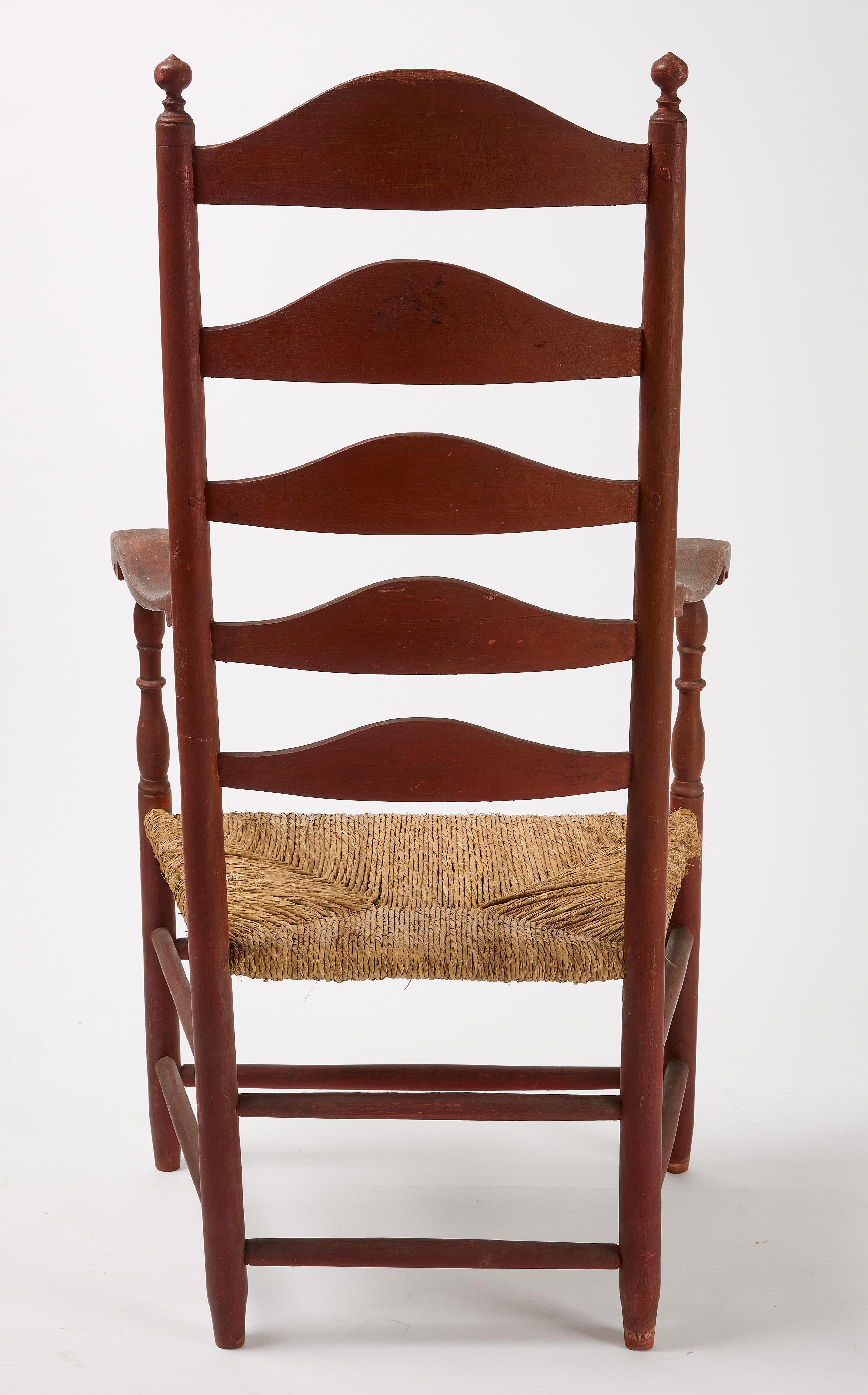 Country Ladder Back Chair in Original Paint In Good Condition For Sale In Branford, CT