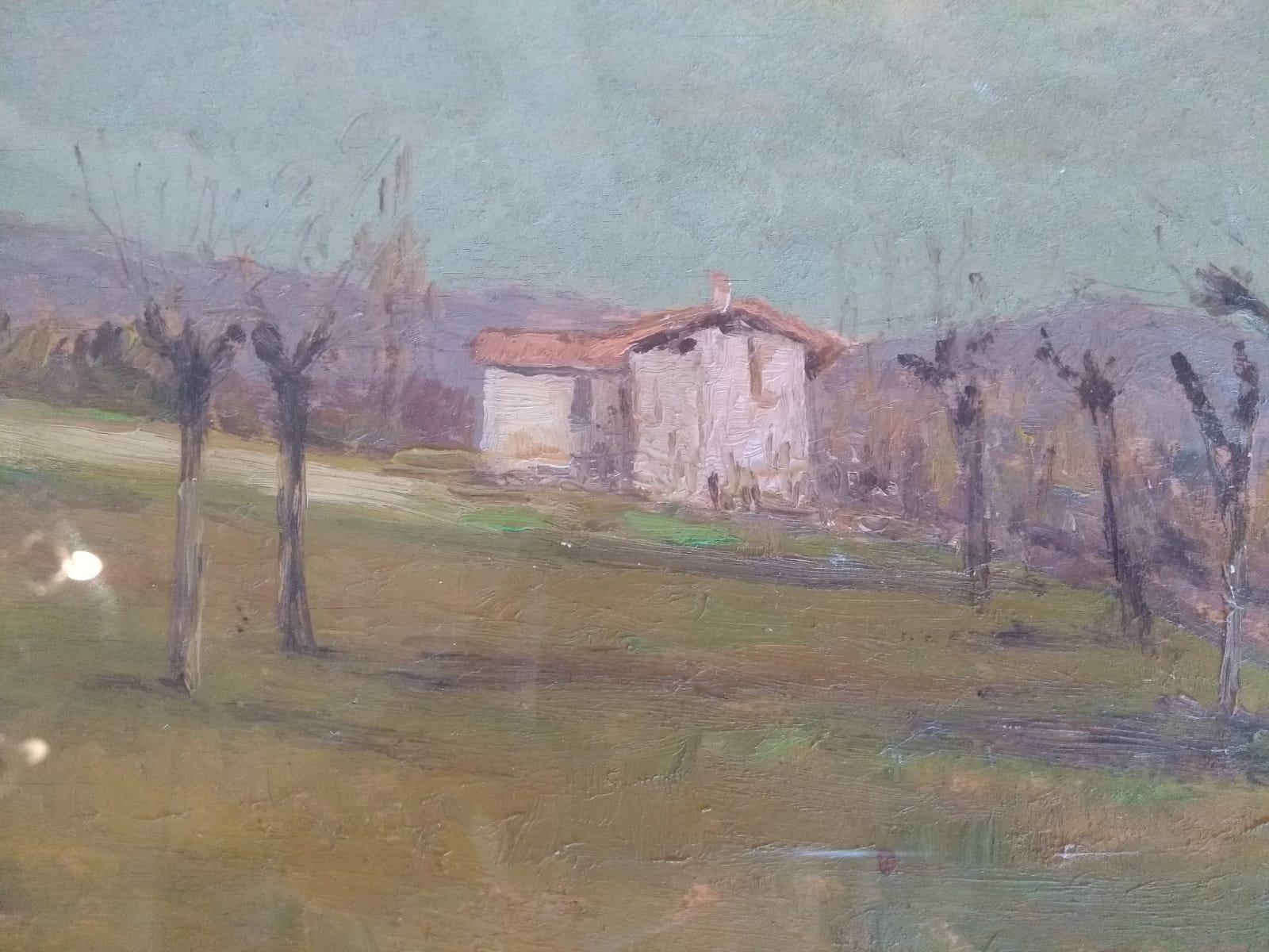 Country Landscape, Oil on Canvas, Early 1900s In Good Condition For Sale In Varese, Lombardia