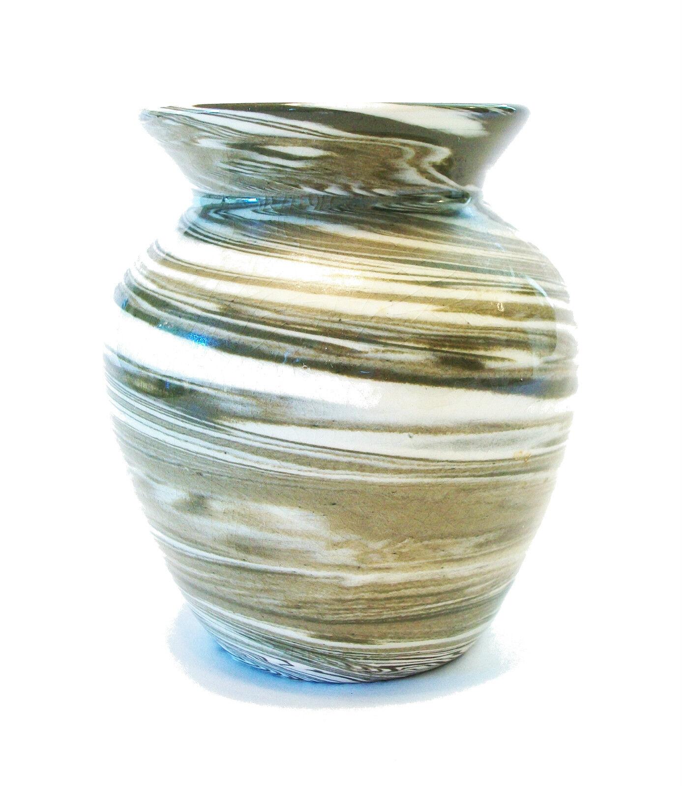 COUNTRY LIFE POTTERY - Vintage Studio Pottery Agateware Vase - Rad gedreht mit klarer Glasur - original Aufkleber auf dem Boden - Vintage Fotokopie mit der Geschichte der Vase und Hersteller - Vereinigtes Königreich (Cornwall) - ca.