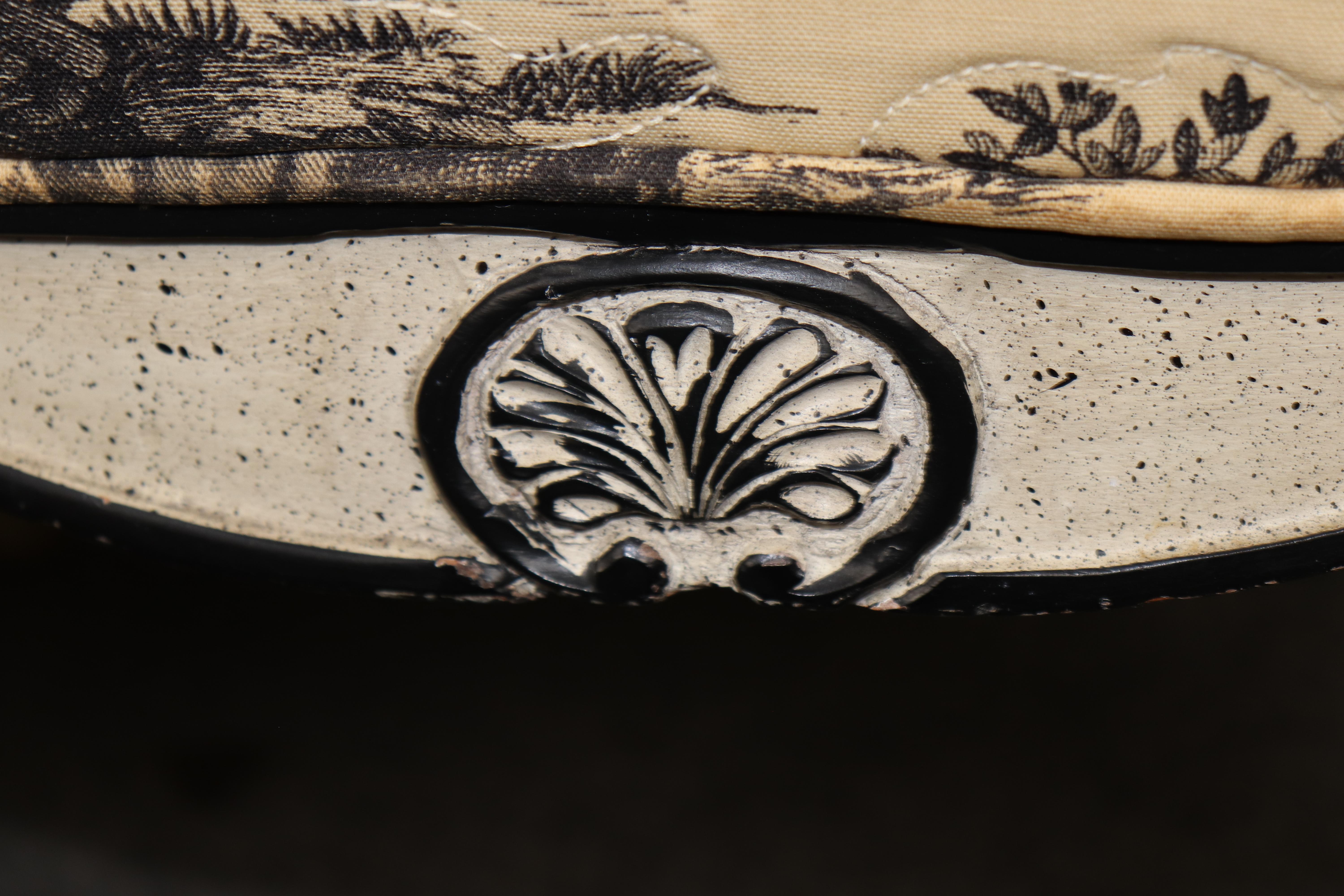 Country Louis XV Style Creme Paint Decorated and Carved Settee 4