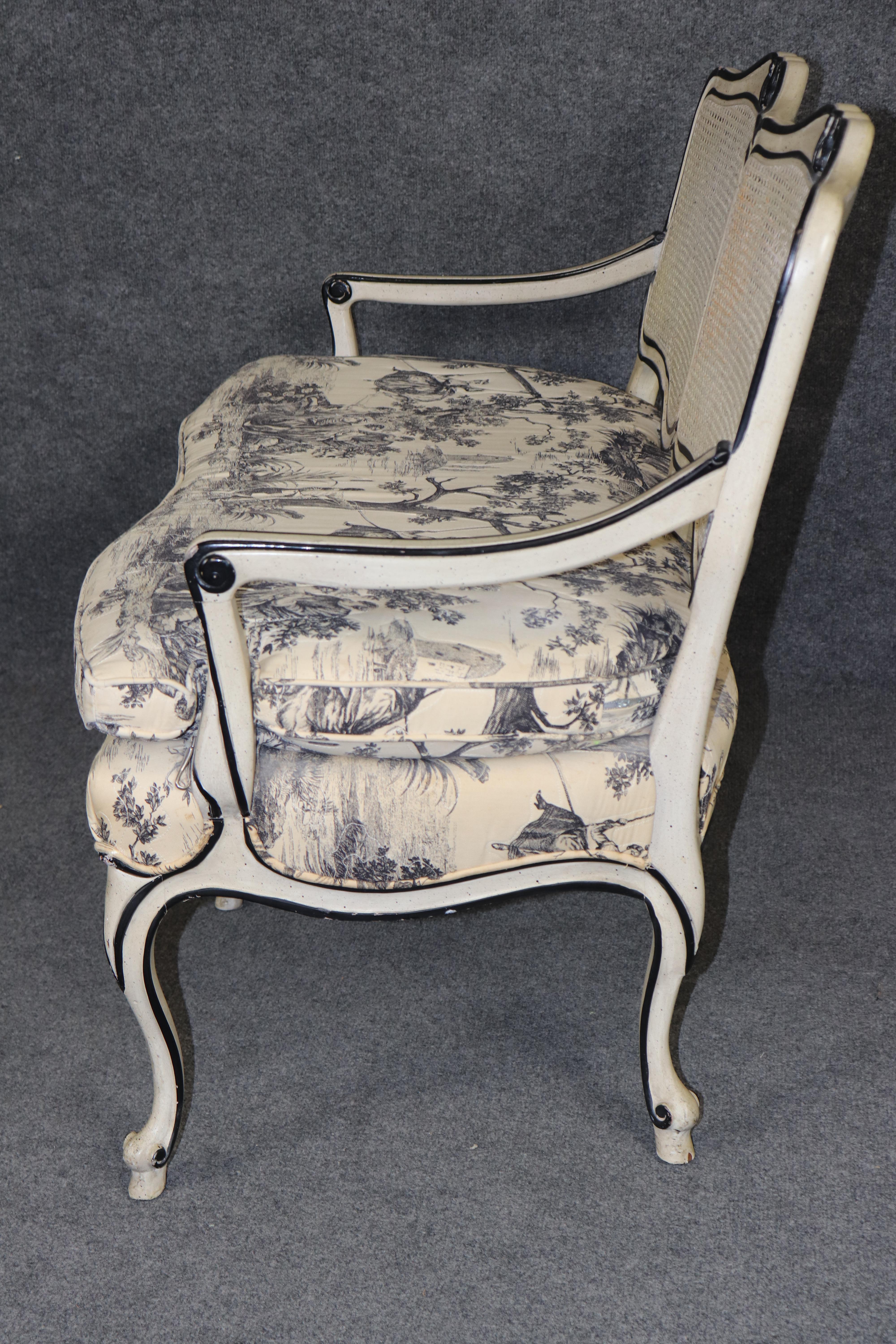 Unknown Country Louis XV Style Creme Paint Decorated and Carved Settee