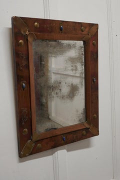 Country Made Art Nouveau Style Folk Art Copper Mirror
