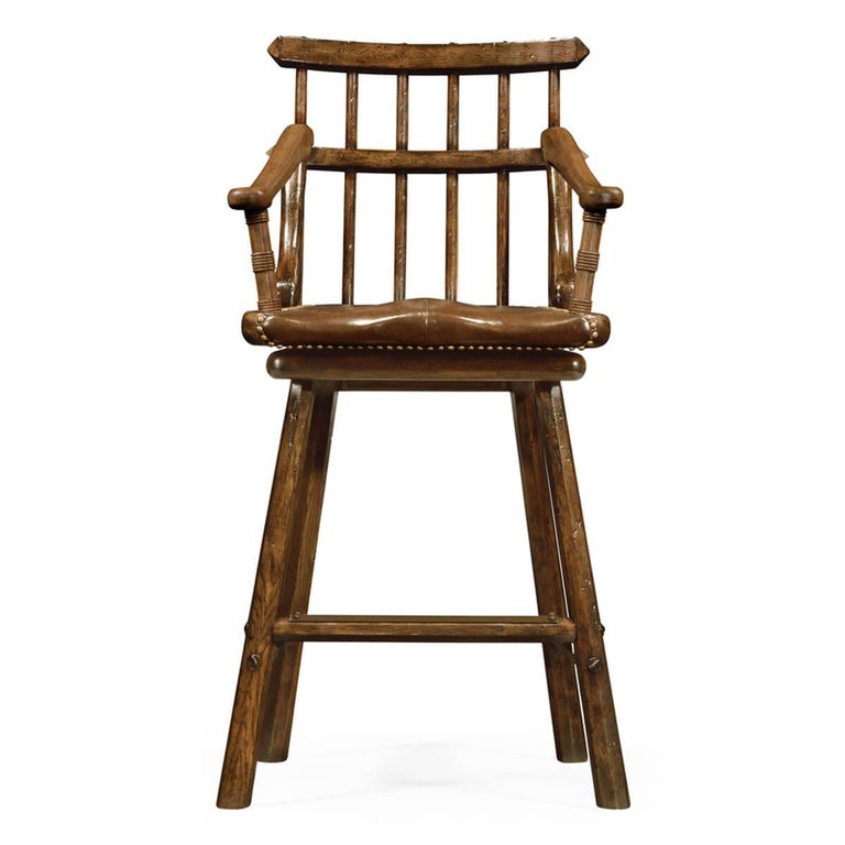 Country Oak Armchair Bar Stool For Sale at 1stDibs | oak bar stools ...