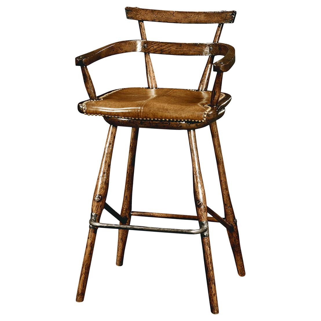 Country Oak Bar Stool For Sale