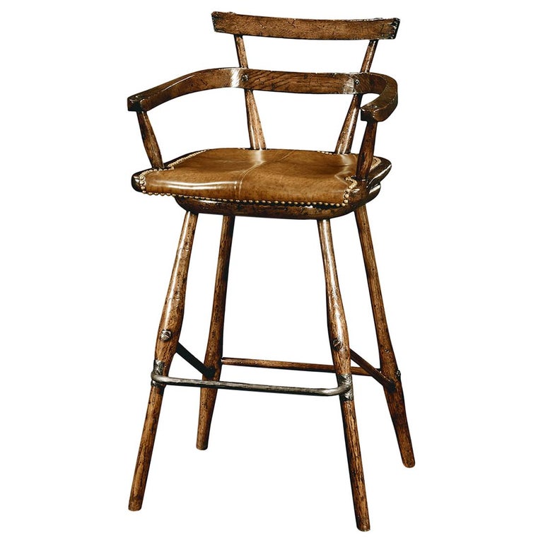 Country Oak Bar Stool For At 1stdibs, Country Style Swivel Bar Stools