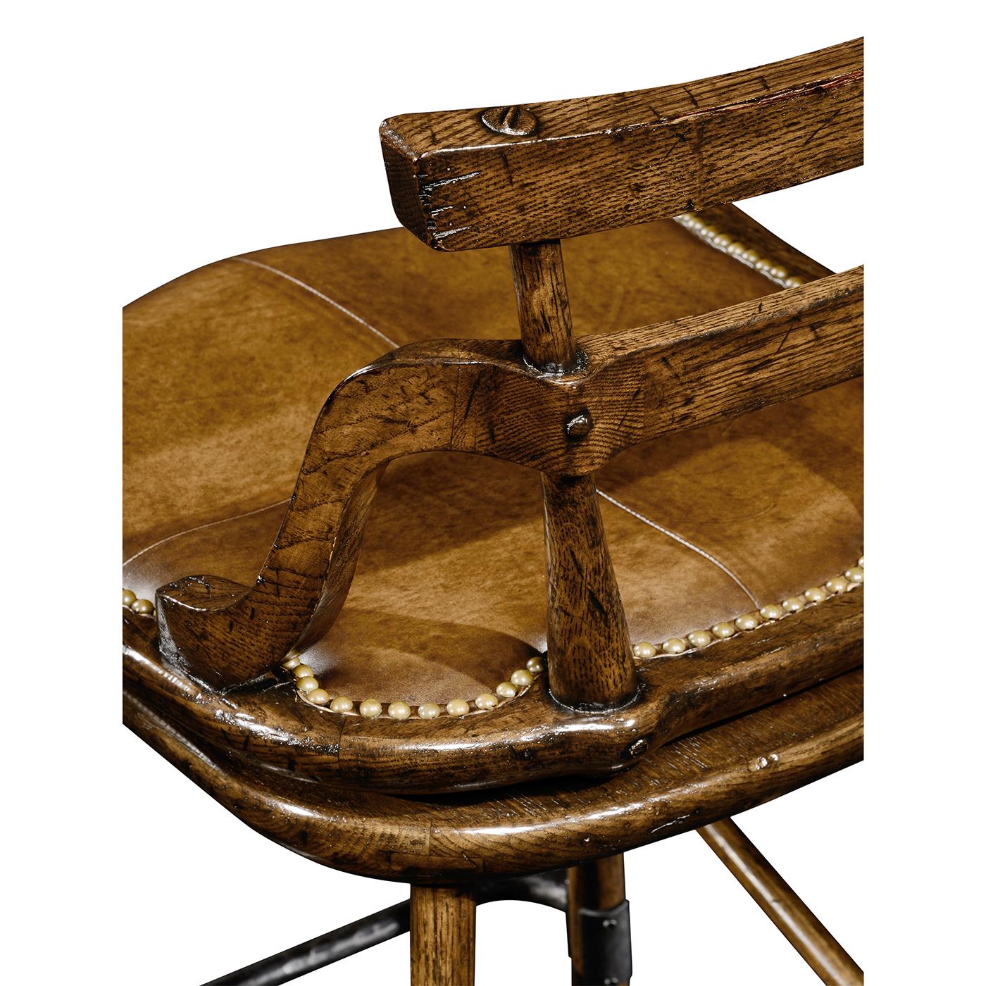 Taburete de bar Country Oak Side Cuero en venta