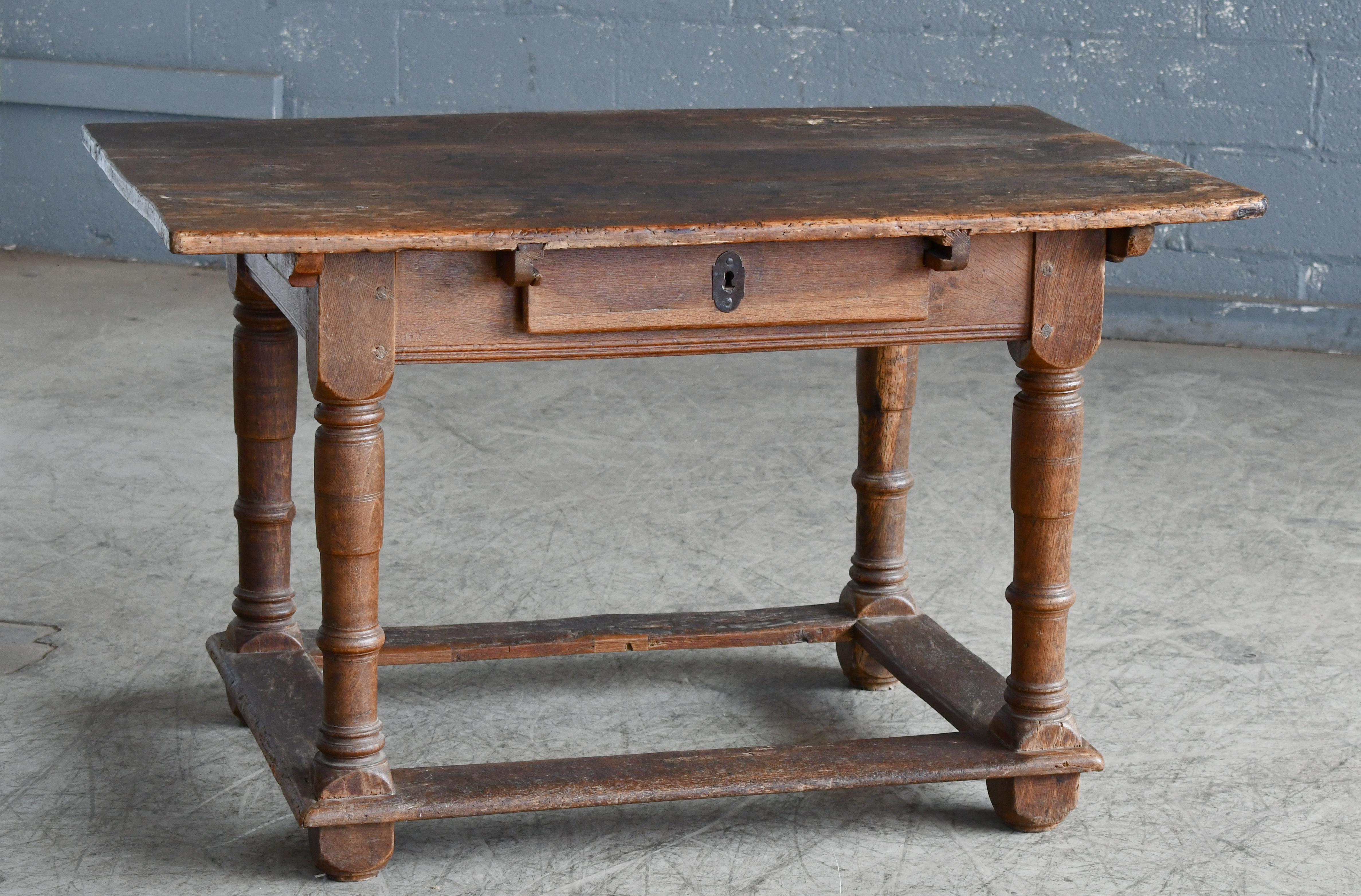 Country or Provence Style Dining Table in Rustic Oak from Denmark, circa 1900  For Sale 6