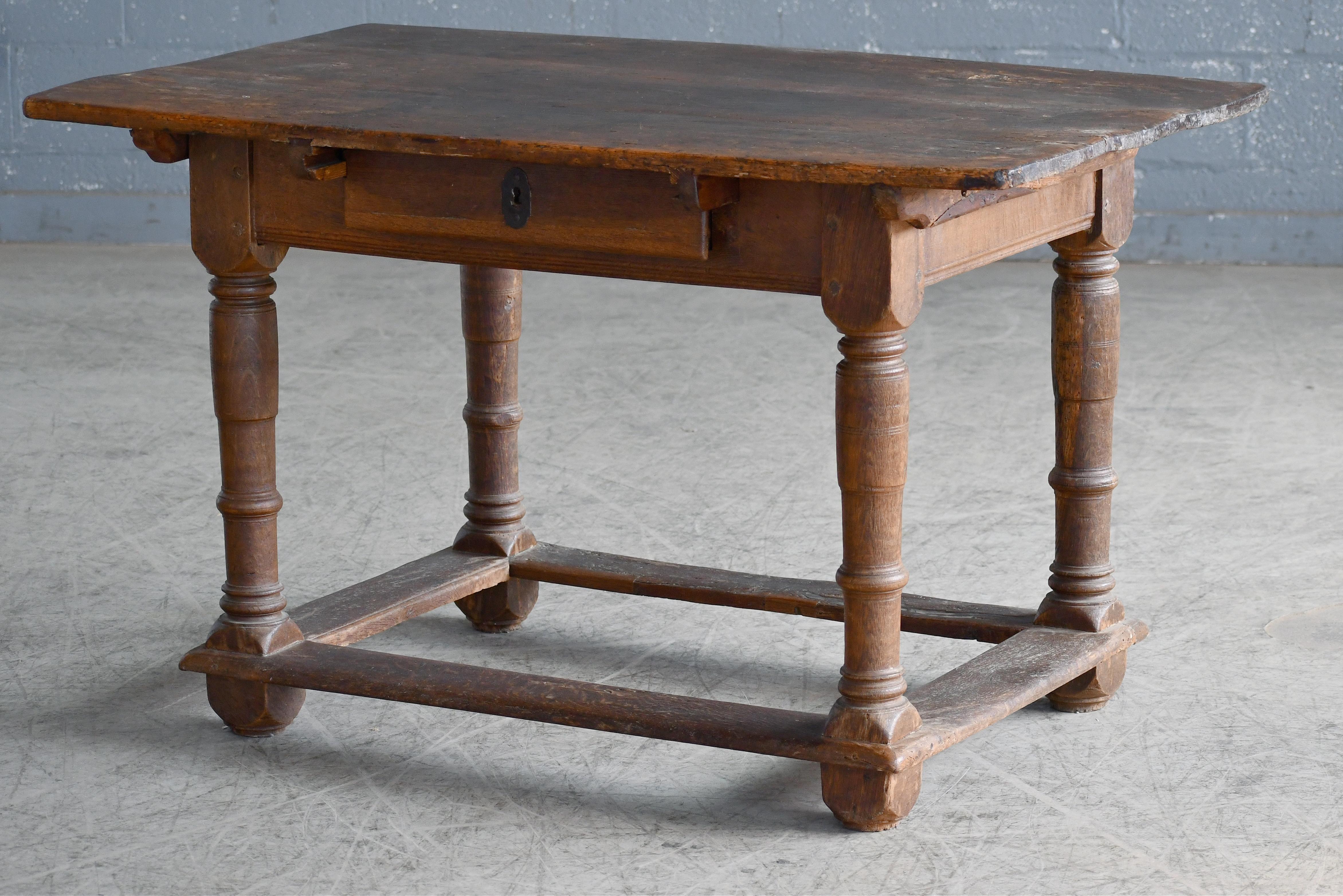 Danish Country or Provence Style Dining Table in Rustic Oak from Denmark, circa 1900  For Sale