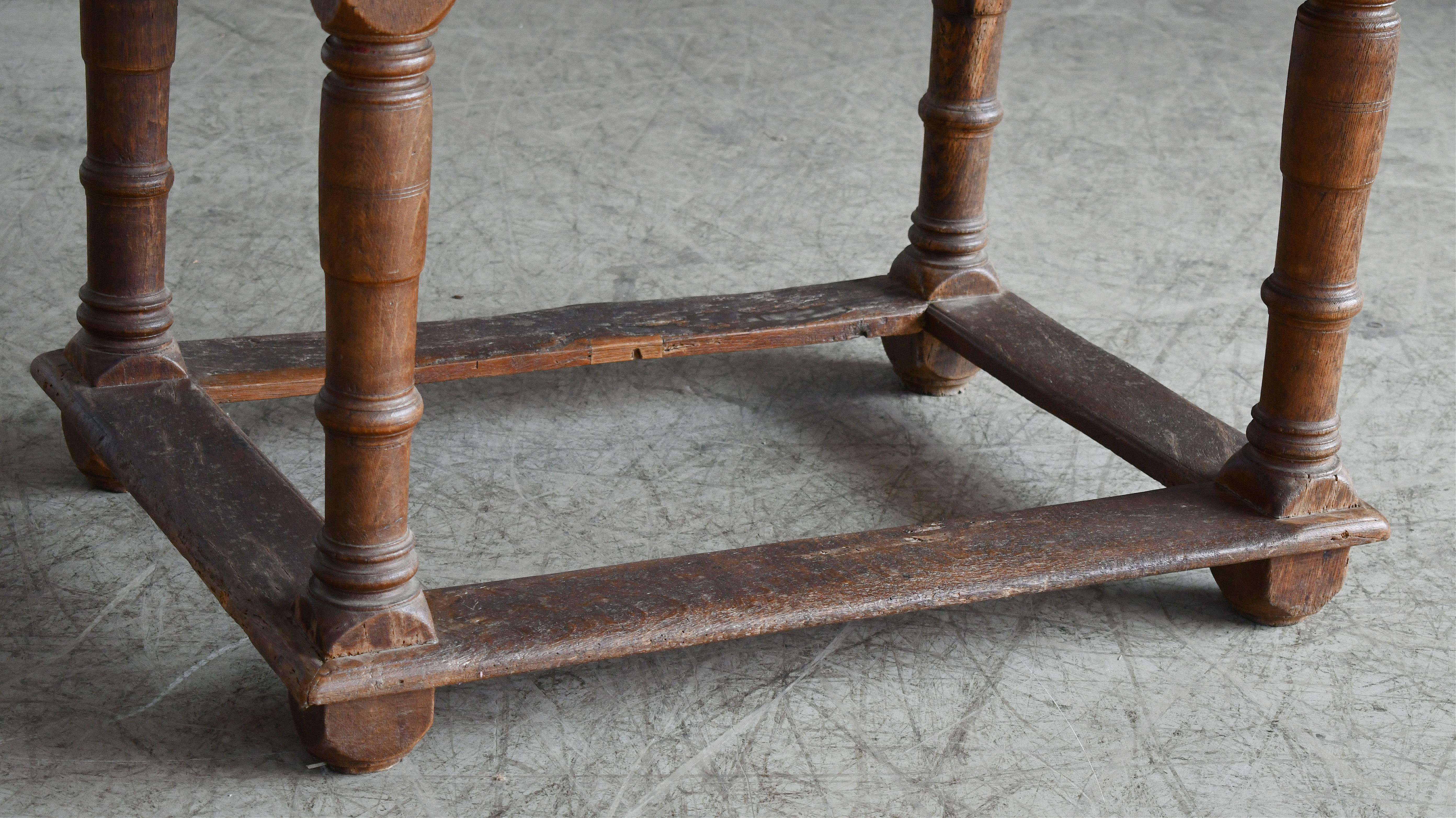 Country or Provence Style Dining Table in Rustic Oak from Denmark, circa 1900  For Sale 3