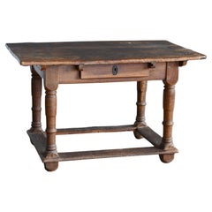 Vintage Country or Provence Style Dining Table in Rustic Oak from Denmark, circa 1900 