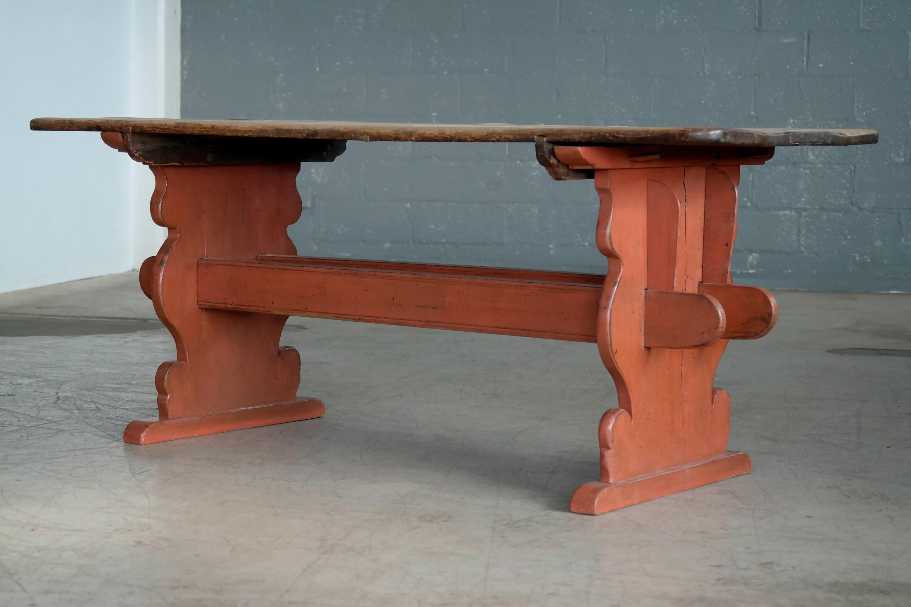 Country or Provence Style Dining Table in Rustic Pine from Denmark, circa 1900 5