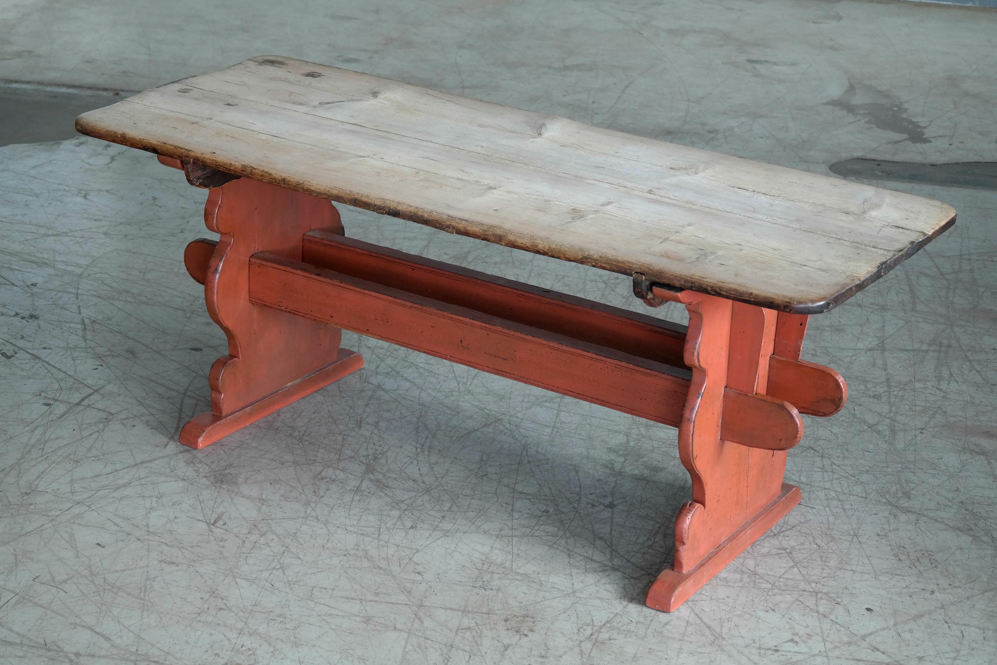 Danish Country or Provence Style Dining Table in Rustic Pine from Denmark, circa 1900