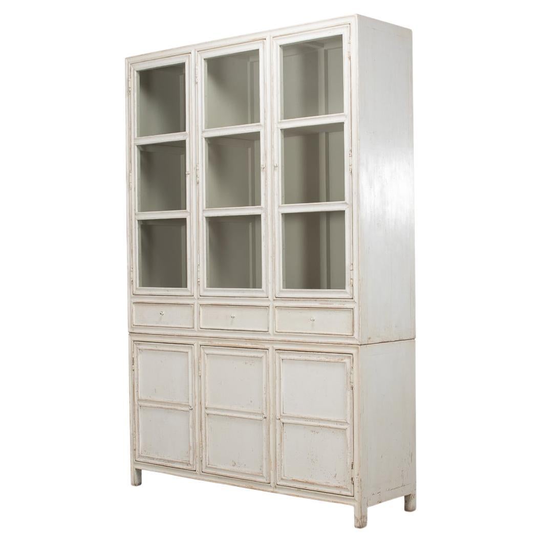 Country Painted Display Cabinet For Sale