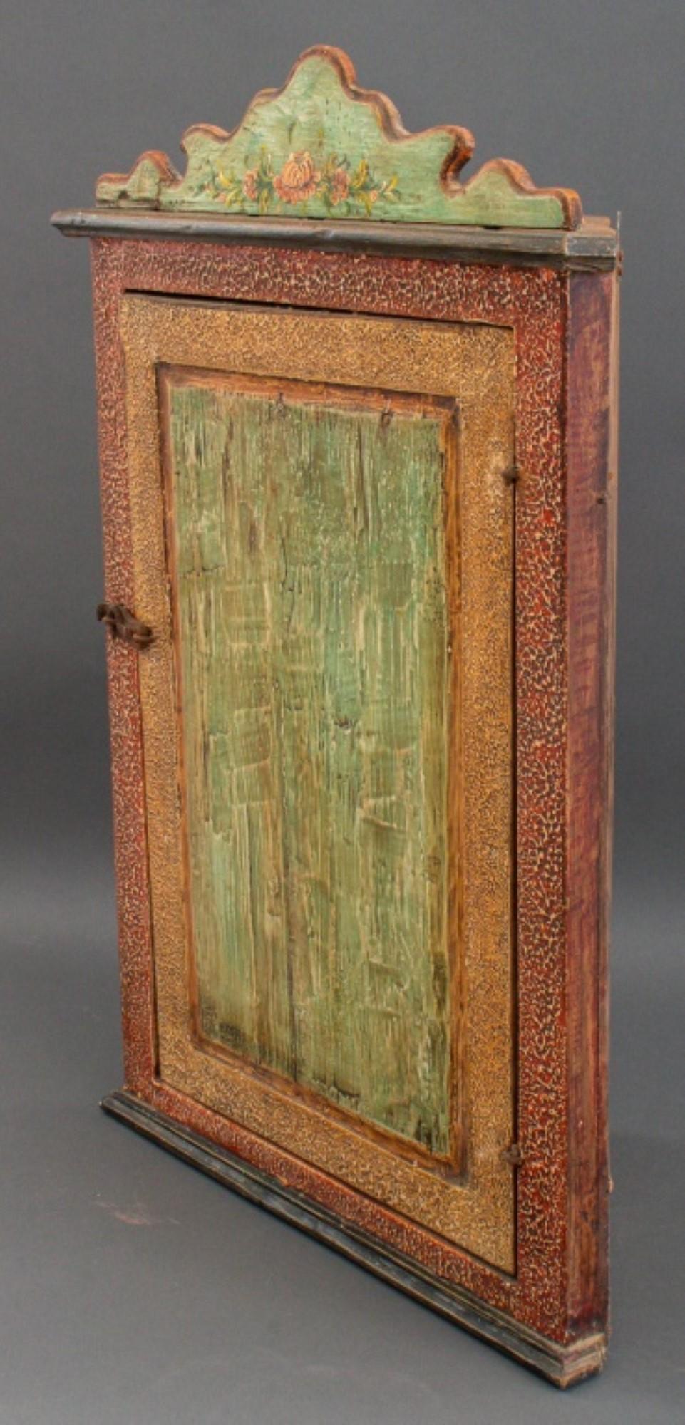 American Country Painted Wood Corner wall Cabinet For Sale