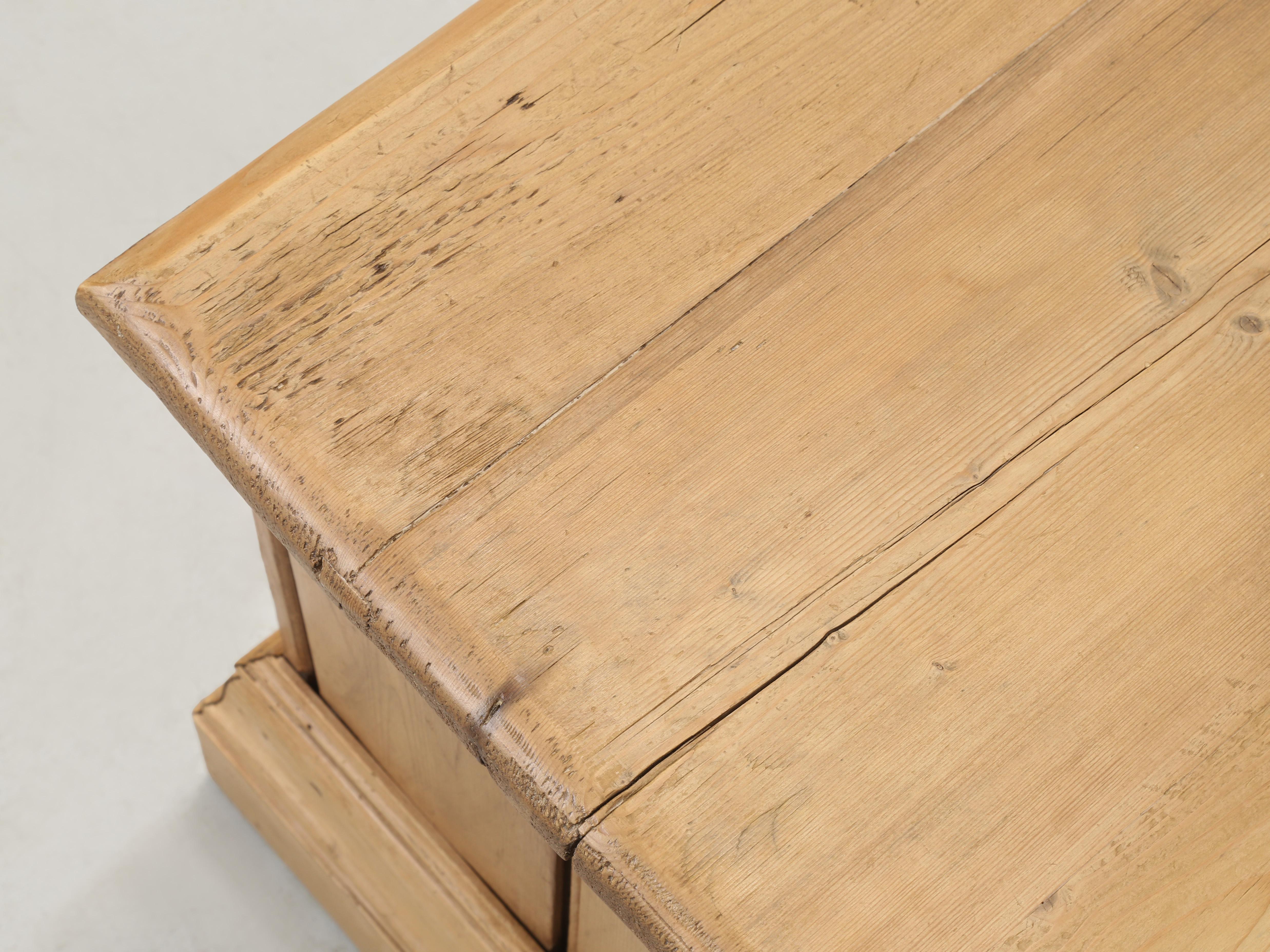 Wood Country Pine Coffee Table Made from Antique English Architects Planning Chest For Sale