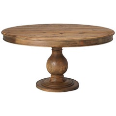 Country Pine Round Dining Table Seats Up to 9-People Reclaimed Wood