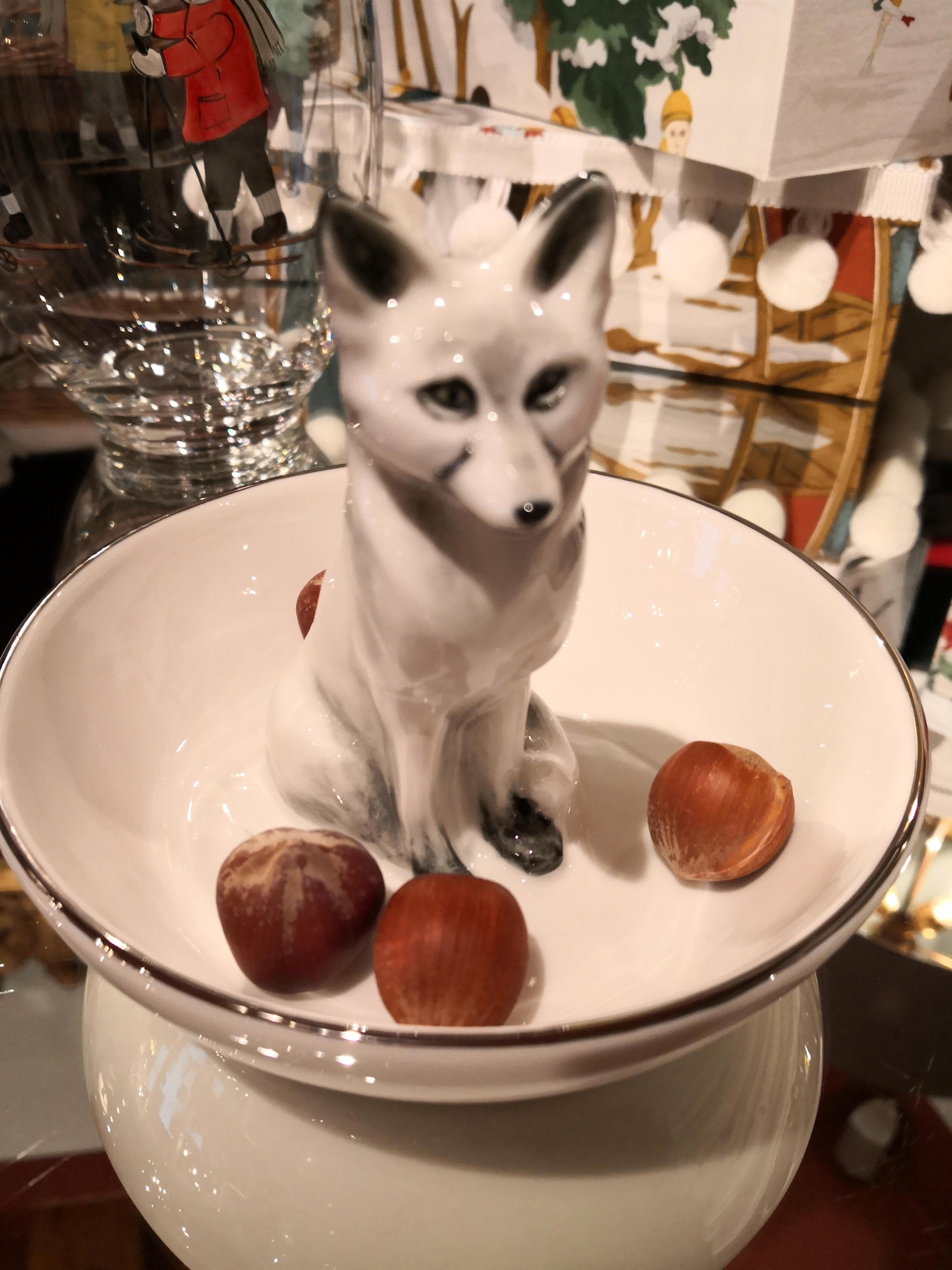 Contemporary Country Porcelain Fox Figure Hand Painted German Sofina Boutique Kitzbuehel