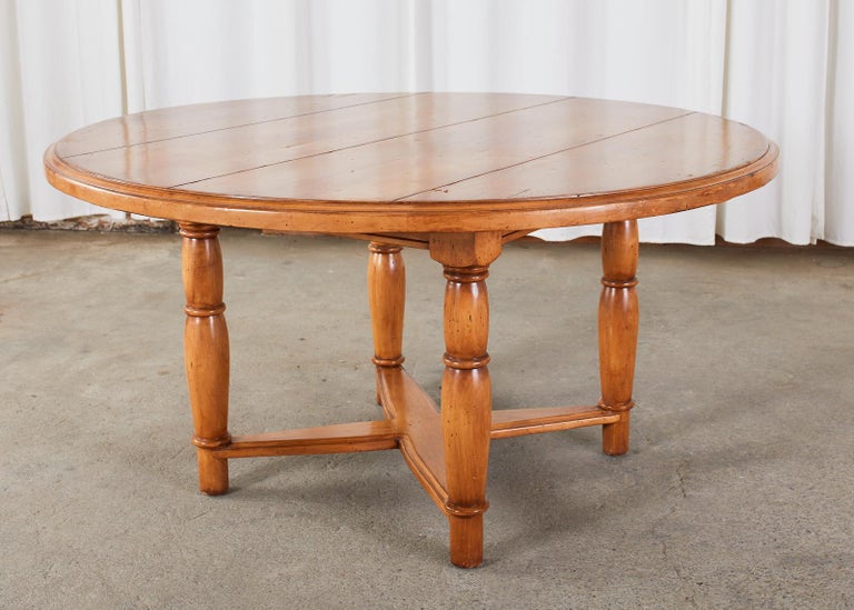 American Country Provincial Style Round Pine Dining Table