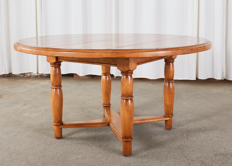 20th Century Country Provincial Style Round Pine Dining Table
