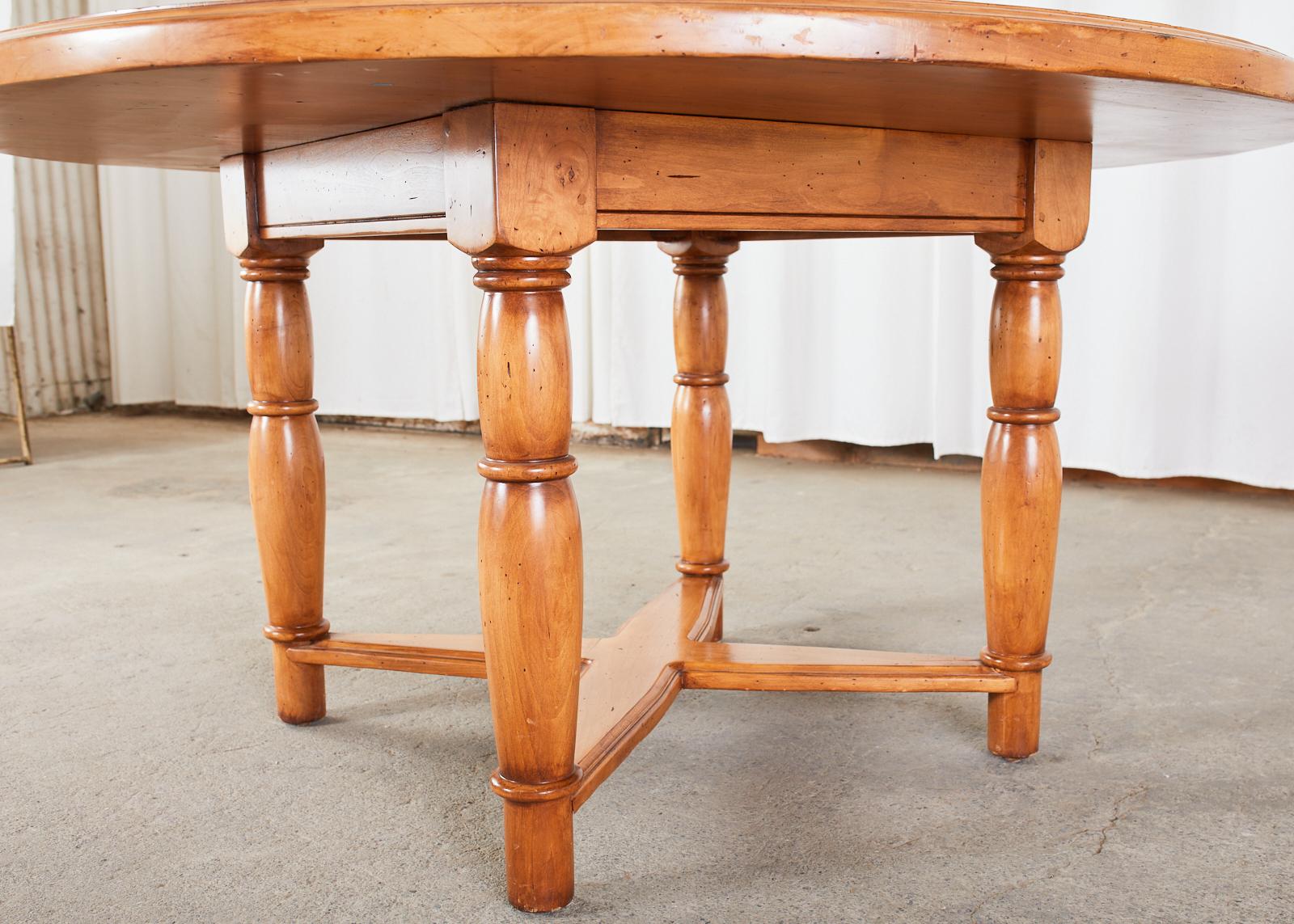 20th Century Country Provincial Style Round Pine Dining Table