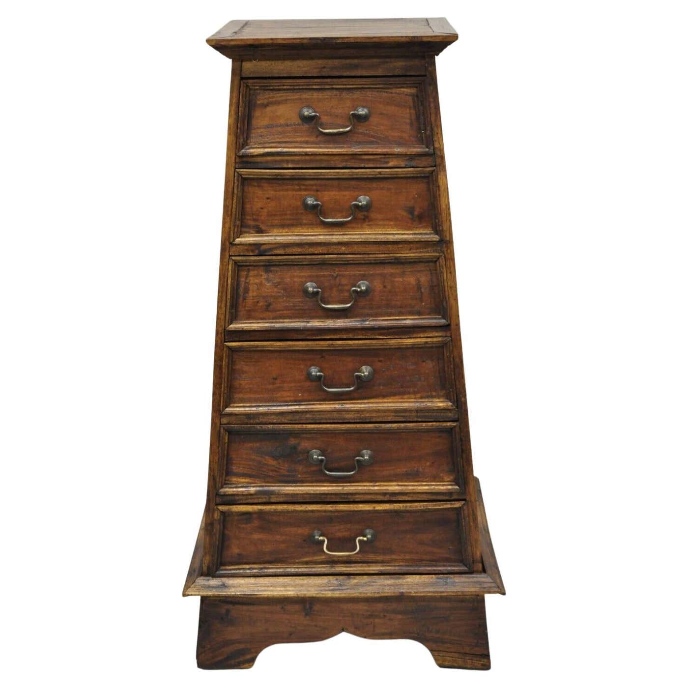 Rustic Chest Side Table Country Provincial Style Wooden Tall Pyramid Chest Pedestal Stand Side ...