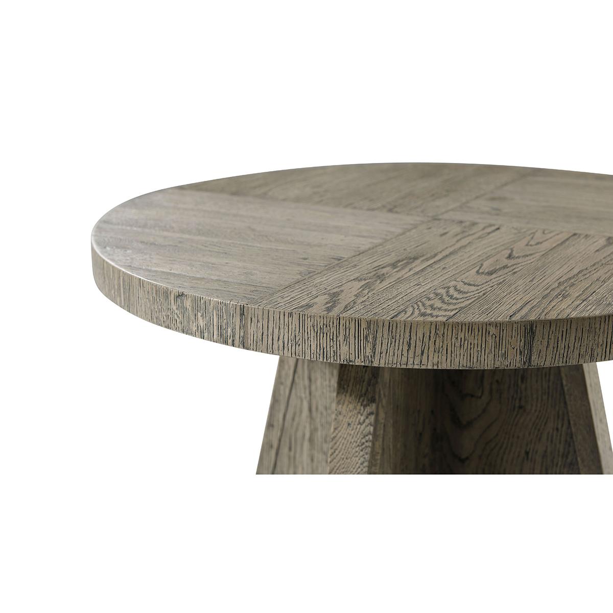 Contemporary Country Rustic Greyed Oak Side Table For Sale