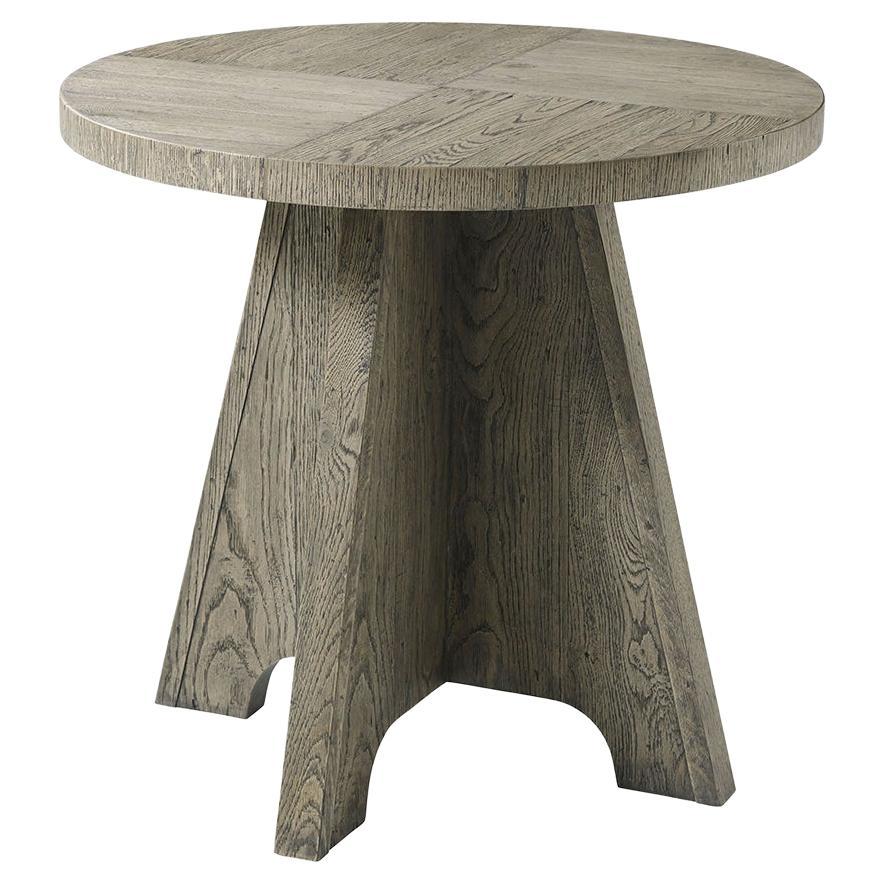 Country Rustic Greyed Oak Side Table For Sale