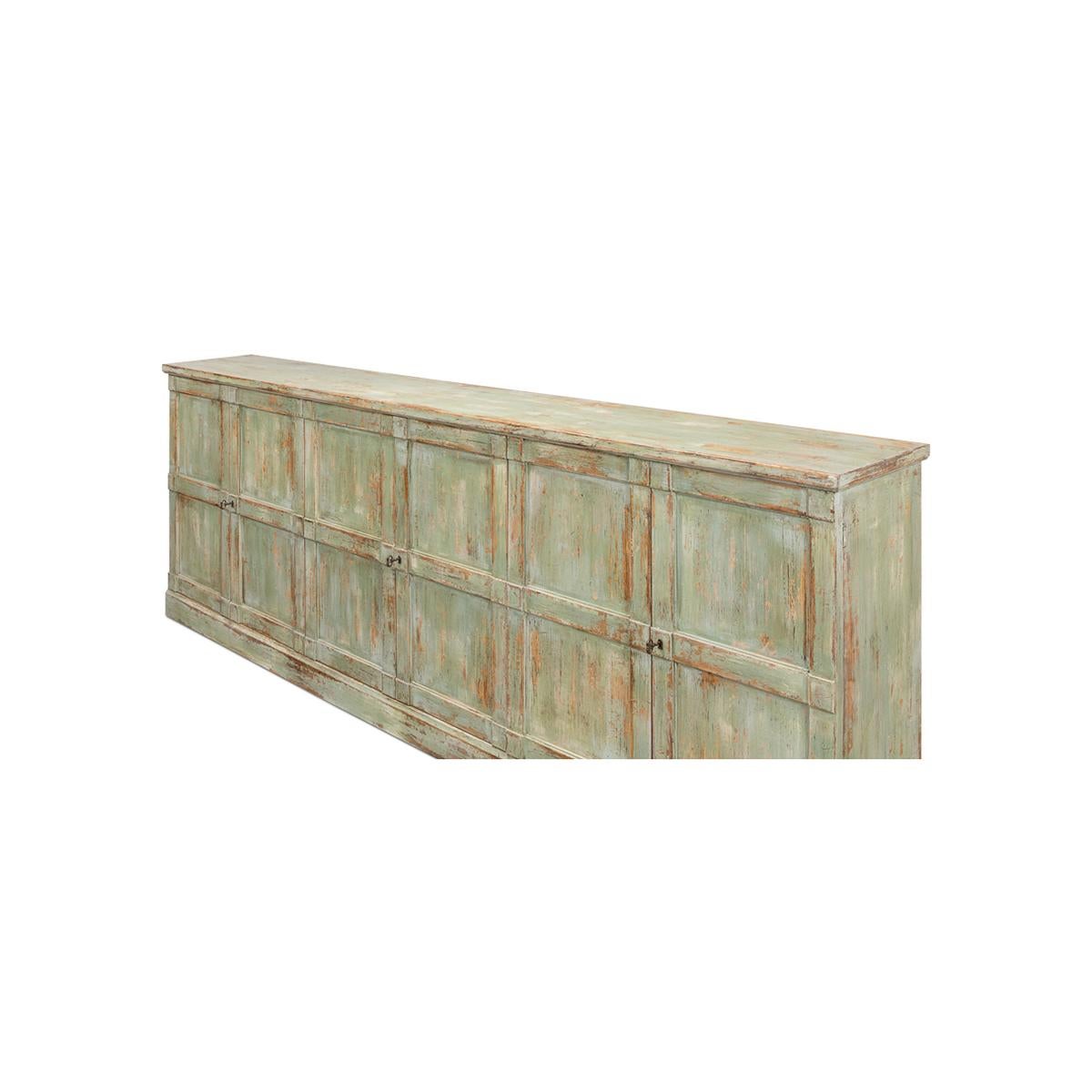Asian Country Sage Painted Sideboard For Sale