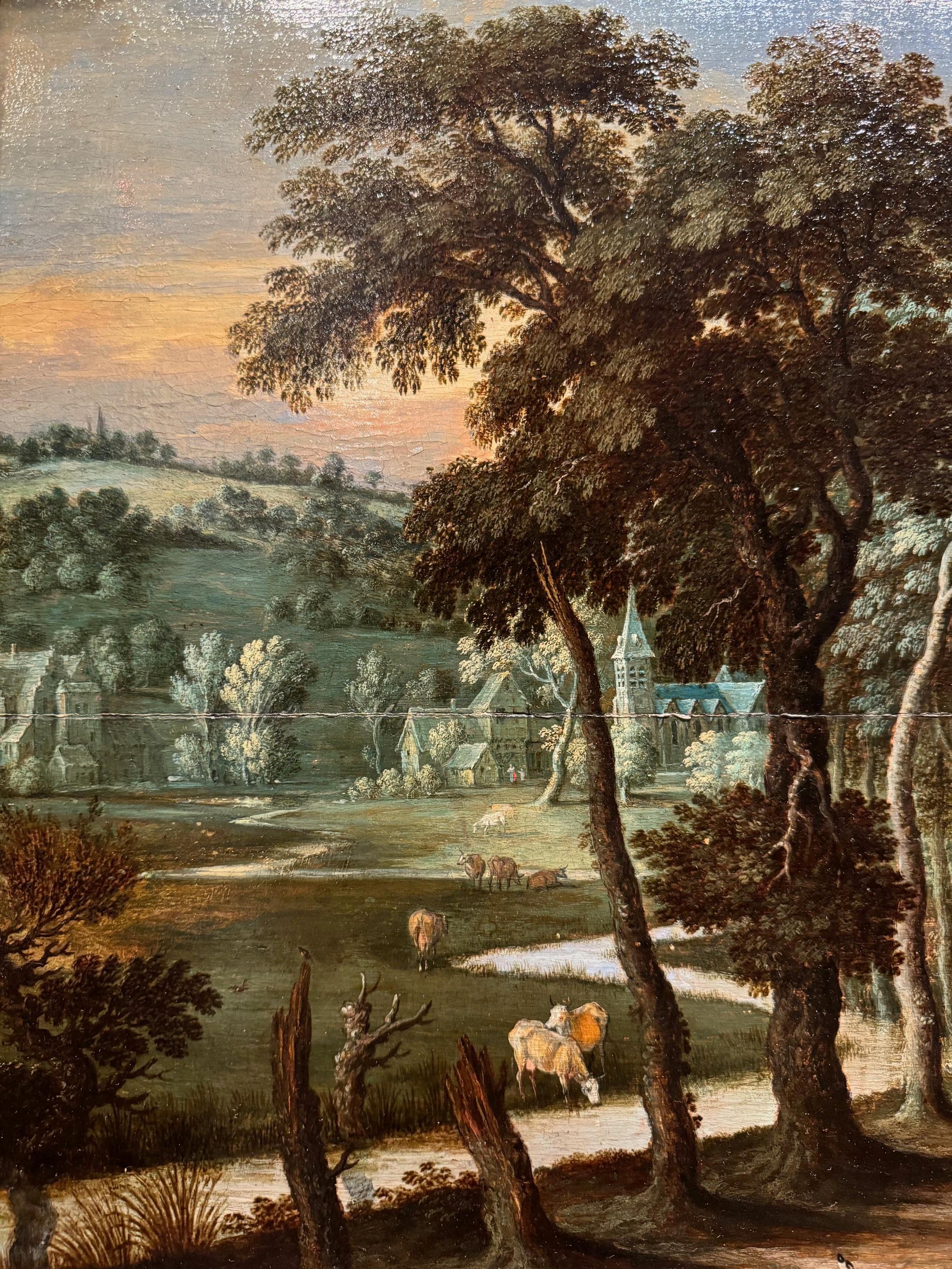 Country scene, oil on panel, Flanders 17th century In Good Condition For Sale In PARIS, FR