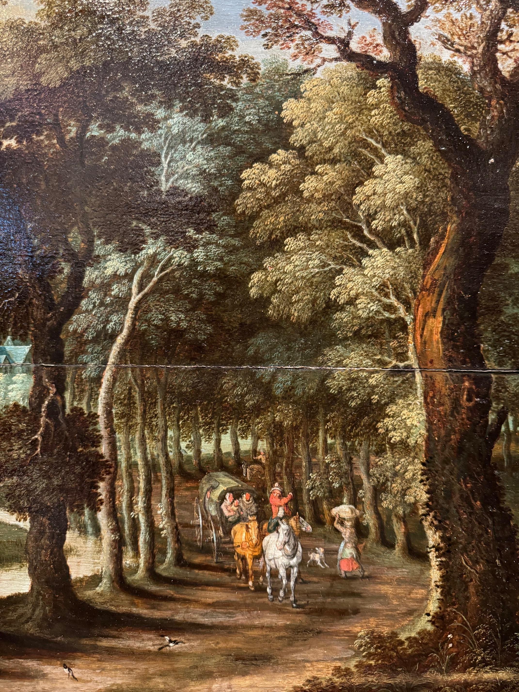 17th Century Country scene, oil on panel, Flanders 17th century For Sale