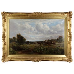 Country Scene with Hay Cart by Charles Thomas Burt