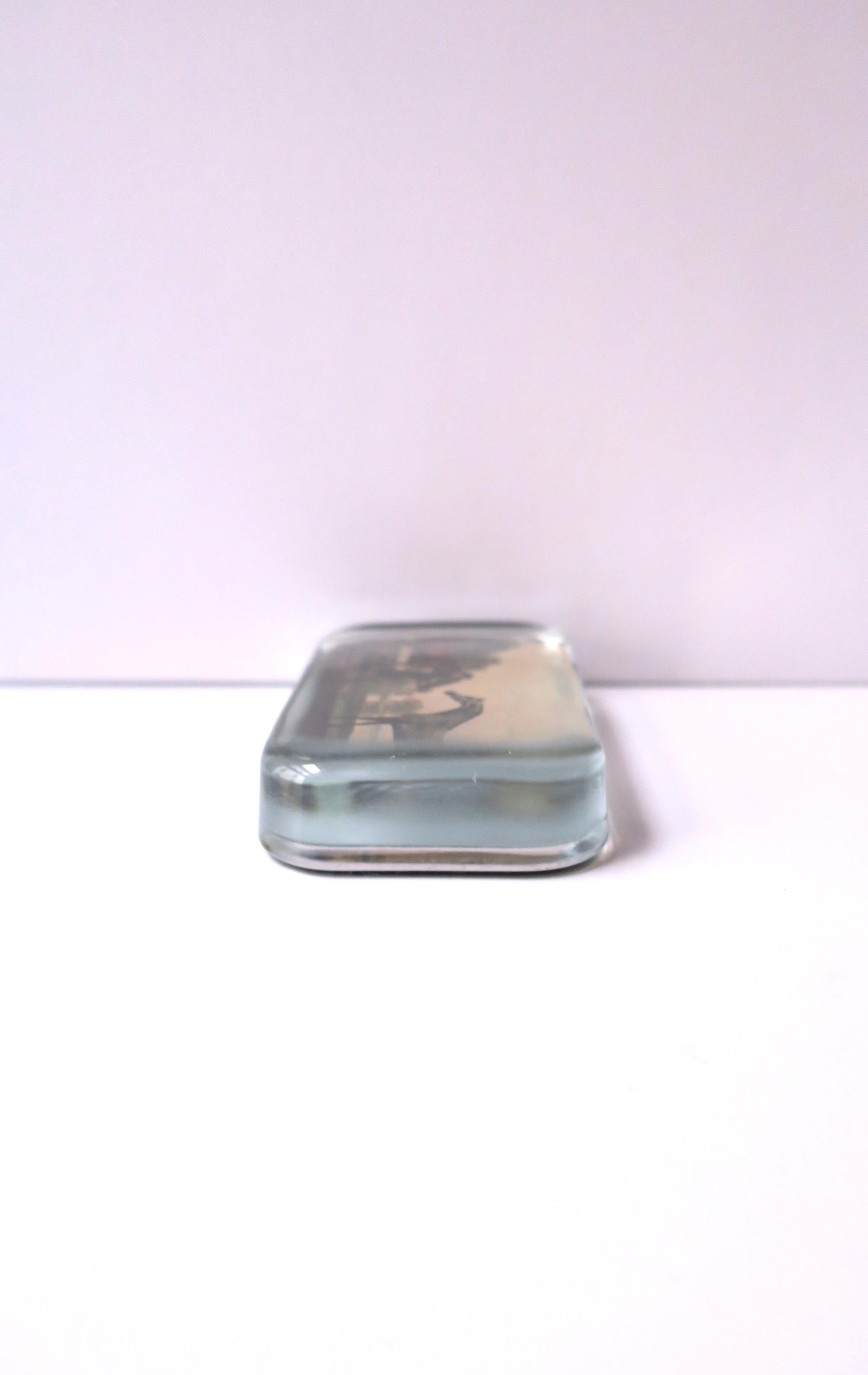 Country Scene with Horses Paper Decoupage Glass Paperweight, circa 1970s For Sale 1