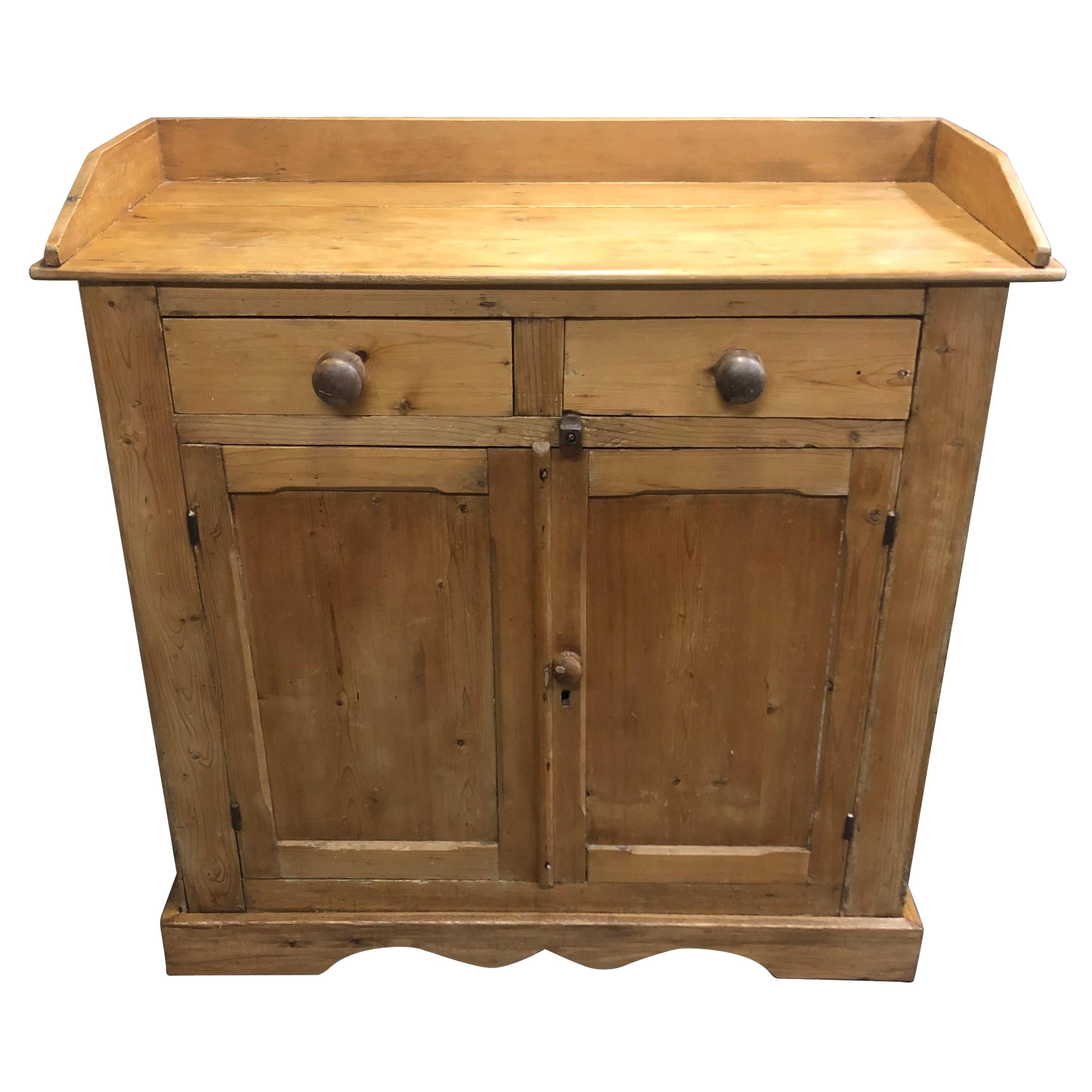Country Scrubbed Pine Farmhouse Server Cupboard Cabinet