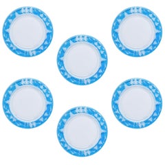Country Set of Six Glass Plates Blue Skier Decor Sofina Boutique Kitzbühel